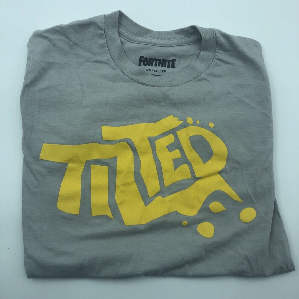Fortnite Epic Games Gray Yellow Tilted Boys T Shirt XS MM7